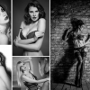 Schwarz-weiße Collage von fünf Frauen in Dessous, die als Beispielansichten für das LINGERIE PASSION Fotoshooting dienen.